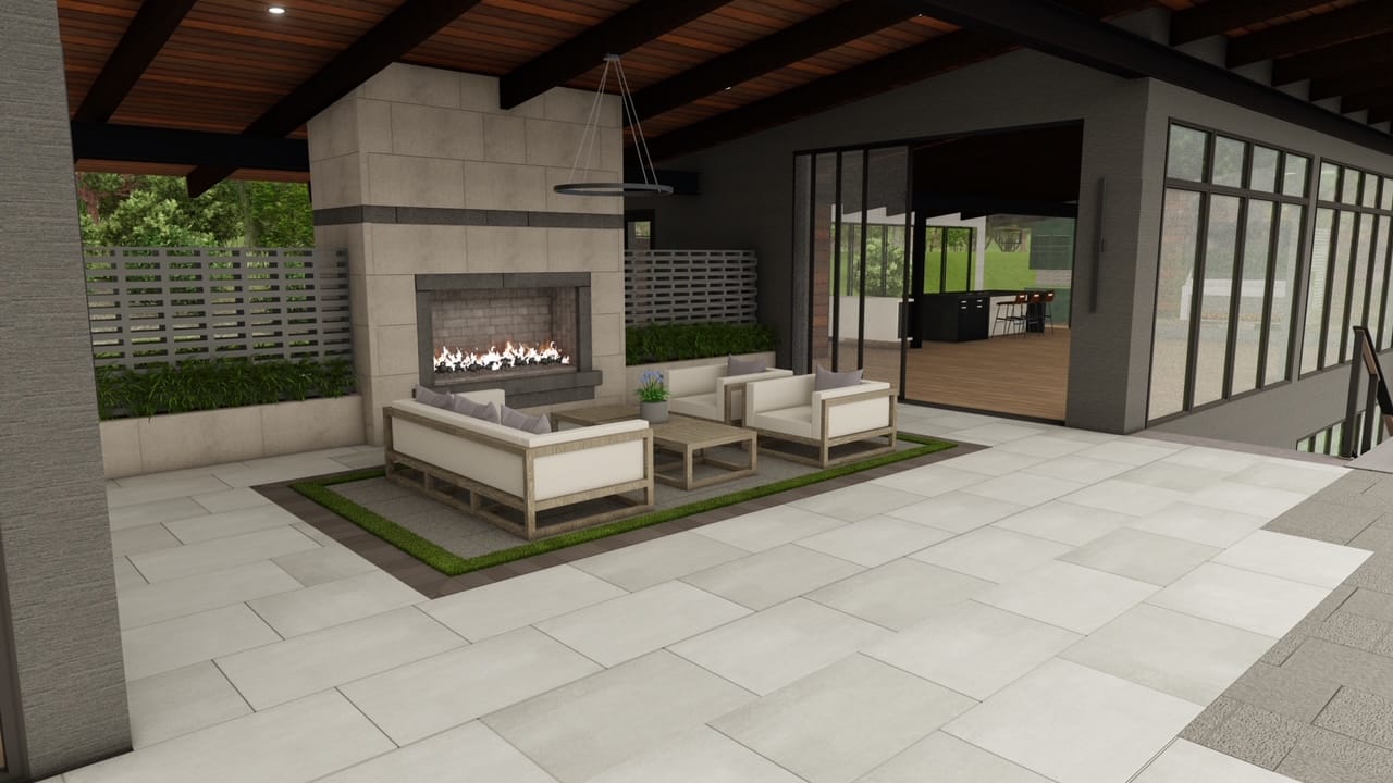Outdoor Living Space Design Rendering by Sugar Hill Outdoors