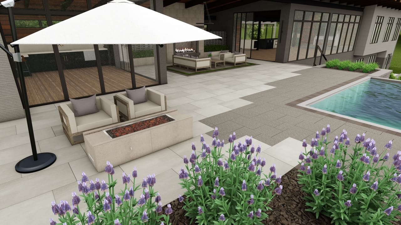 Patio with Pool Design Rendering by Sugar Hill Outdoors