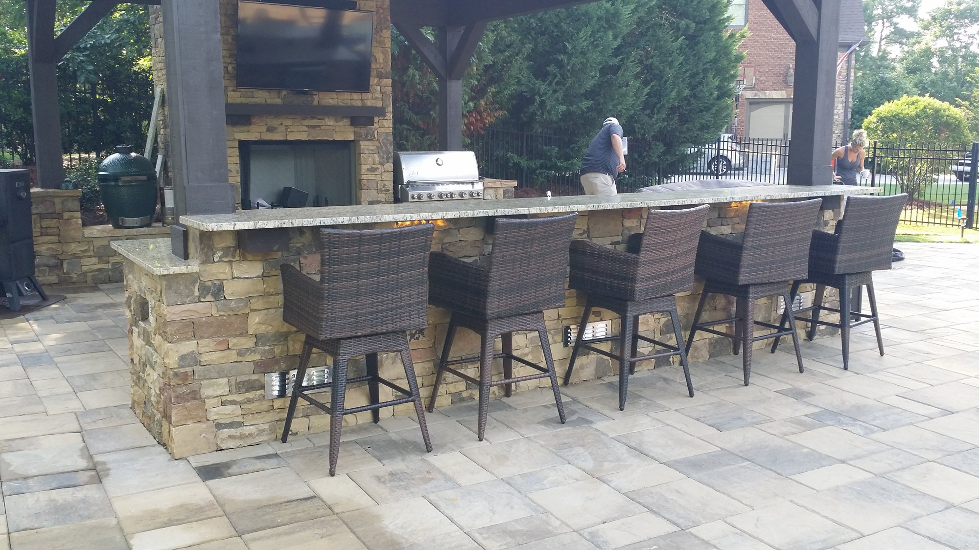 Outdoor Bar with a Fireplace by Sugar Hill Outdoors