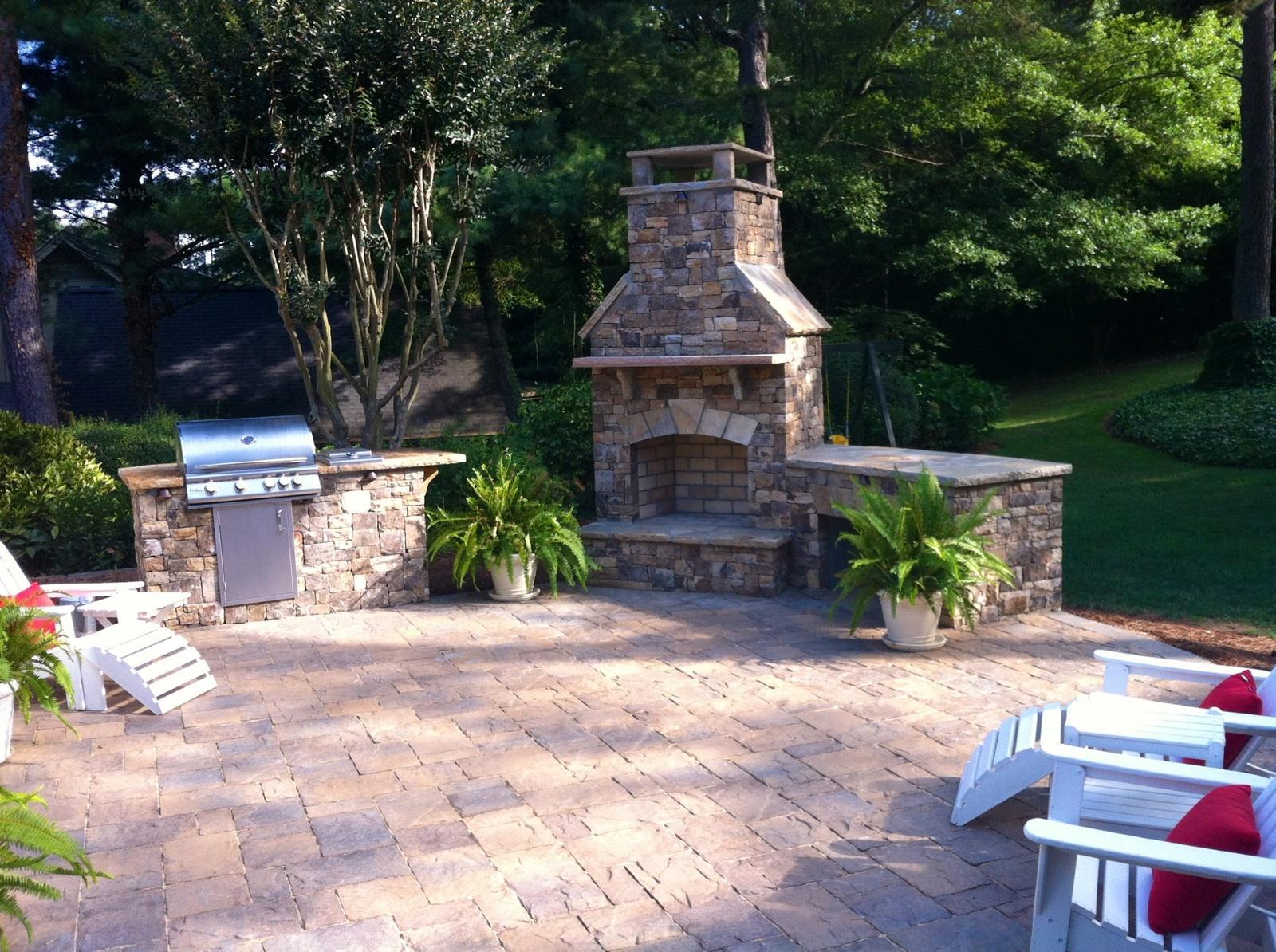 Outdoor Living Space with Fireplace and Outdoor Grill by Sugar Hill Outdoors