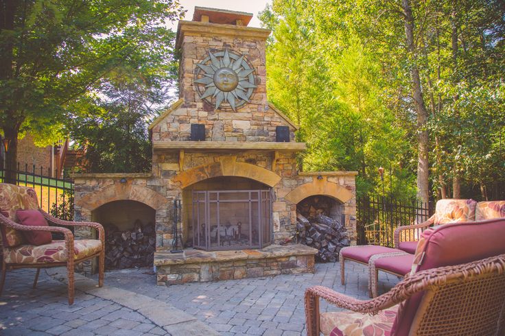 Outdoor Living Space with Fireplace by Sugar Hill Outdoors