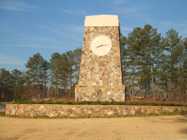 Lanier Islands Stacked Stone Clock Tower Project by Sugar Hill Outdoors