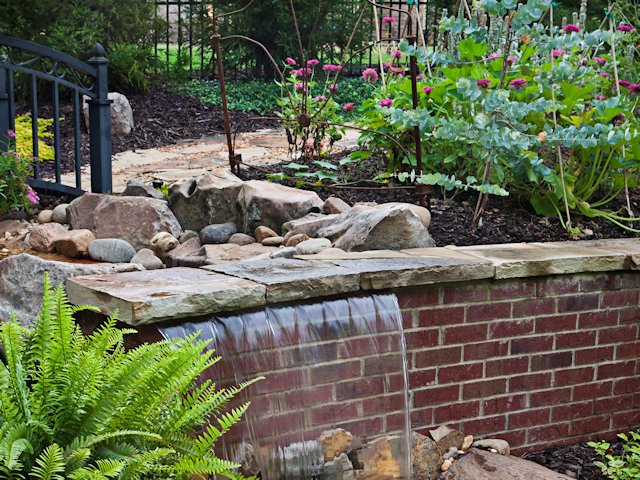Montville Landscaping with Water Feature by Sugar Hill Outdoors