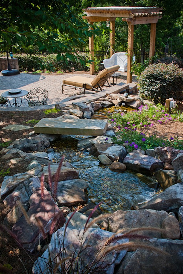 Living Space with Water Feature by Sugar Hill Outdoors