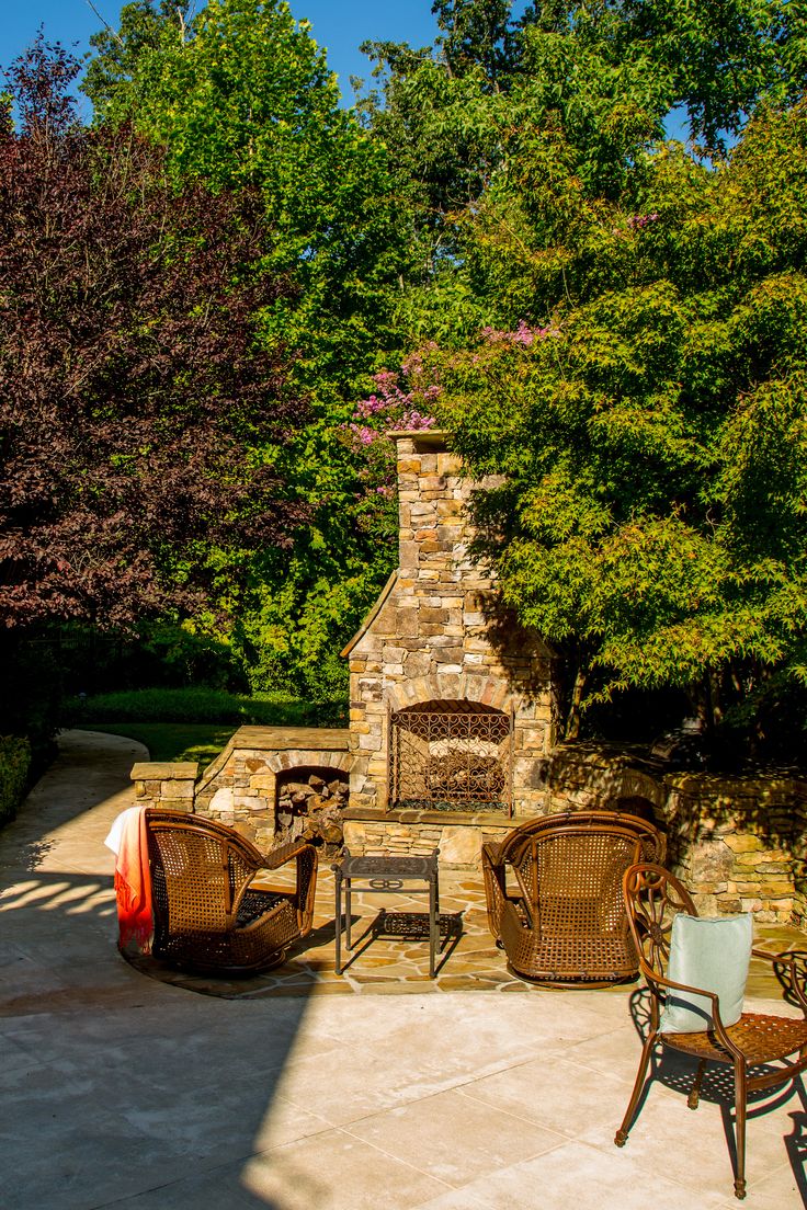 Outdoor Stacked Stone Fireplace by Sugar Hill Outdoors
