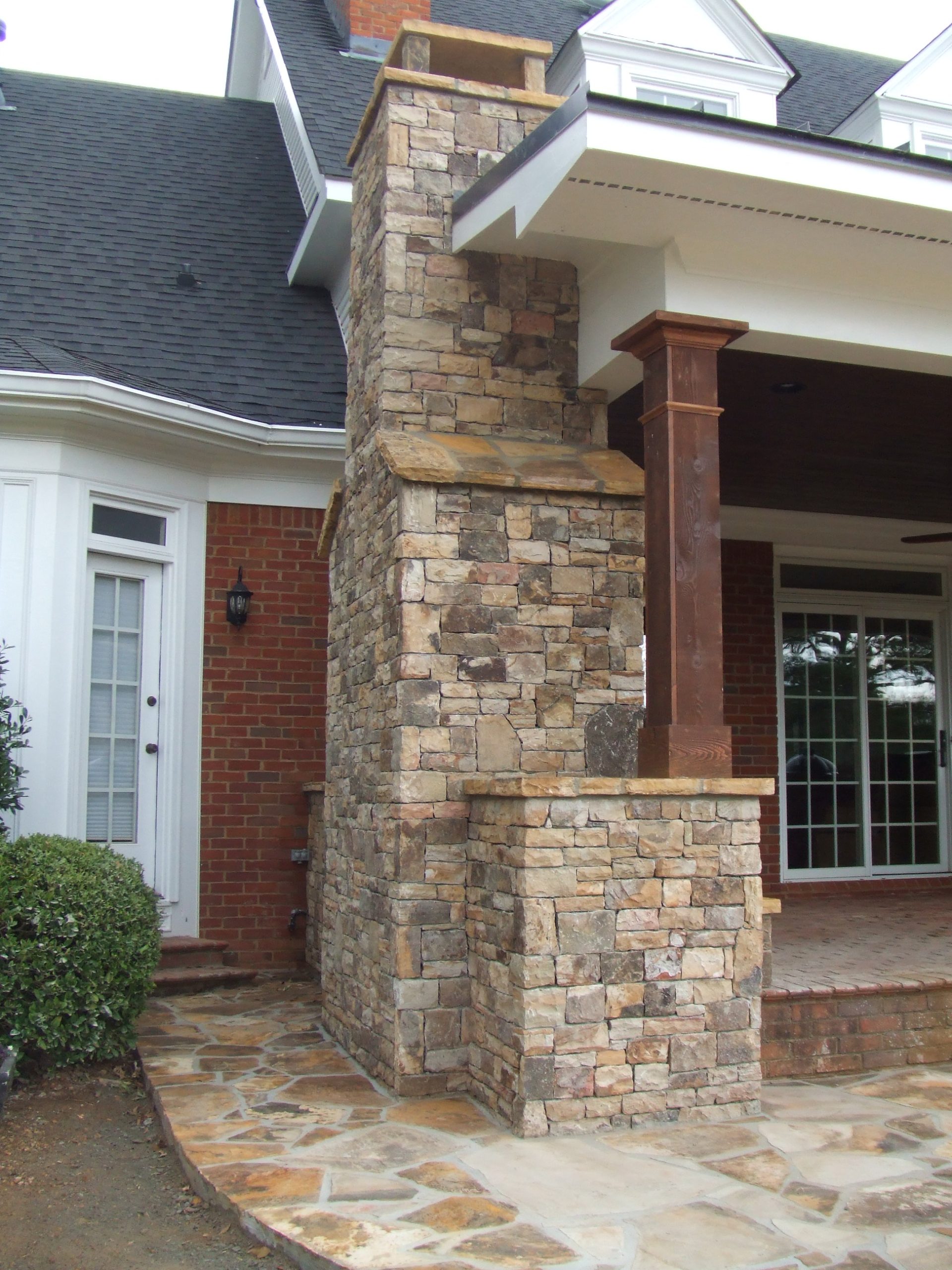 Outdoor Stacked Stone Fireplace by Sugar Hill Outdoors